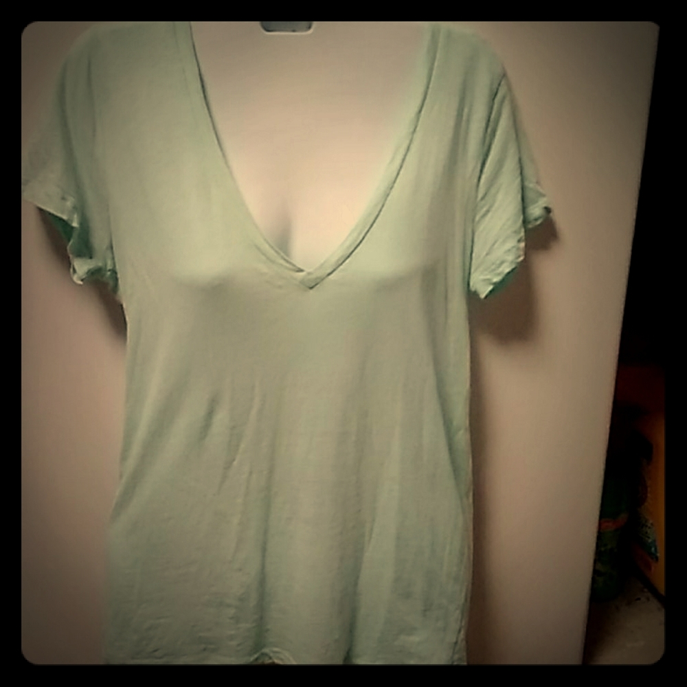 J crew tee small top v-neck  soft green